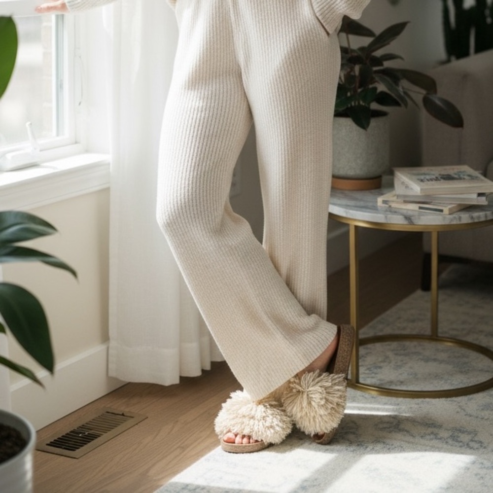 UGG Tan Cindi Yarn Fluffy Pom Pom Slides - Picture 3 of 13